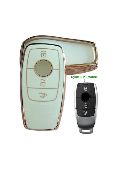 Mercedes B C E Sınıfı C180 C200 Glc Cla Cle Amg Gls Gla Uyumlu Kumanda Anahtar Kılıfı Beyaz Gold