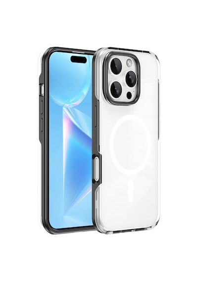 Zore İphone 16 Pro Uyumlu Magsafe Şarj Özellikli Çıkarılabilir Arka Yüzeyli Ogaa Polar Kapak Siyah