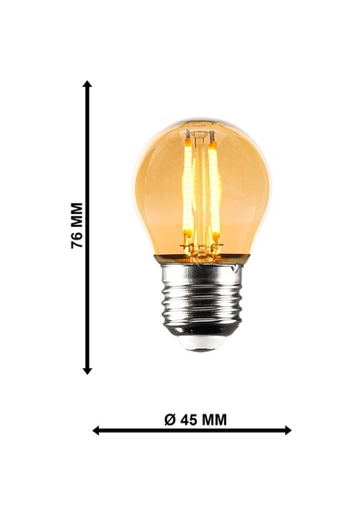 G45 Rustik Led Sarı Top Ampul E27
