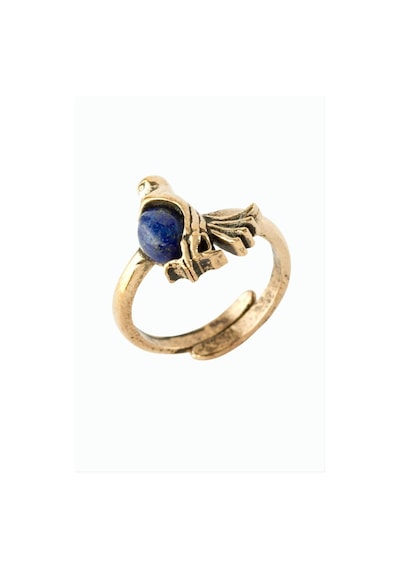 Kuş - 710 - Doğaltaşlı Otantik - Nazblsmm - Yüzük Lapis Bronz