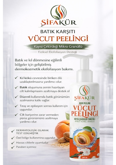 Şifakür Batık Karşıtı Vücut Peelingi 100 Ml Kıl Dönmesi, Pürüzlü Cilt Ve Özel Bölge Bakımı