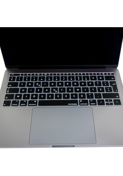 F Klavye Laptop Apple Uyumlu MacBook Pro Kılıf Daktilotip Baskı 12inç A1534-13inç A1708 İle Siyah