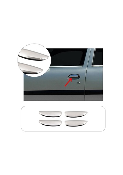 Dacia Logan Sedan Uyumlu 2004-2012 Krom Kapı Kolu 4 Kapı Paslanmaz  Çelik