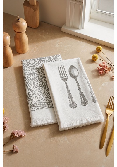 Meal 2'li Mutfak Havlu Seti Baskılı 40x60 Renkli-40x60