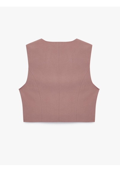 Koton Viskon Düğmeli Asimetrik Kesim Yelek Rose 6sak20009pw Pembe