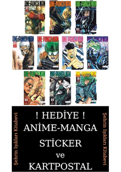 One Punch Man 1-2-3-4-5-6-7-8-9-10 Manga Seti 10 Kitap / Anime-manga Sticker Ve Kartpostal
