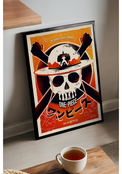One Piece Siyah Ahşap Çerçeveli Poster, Dekoratif Anime Duvar Tablosu