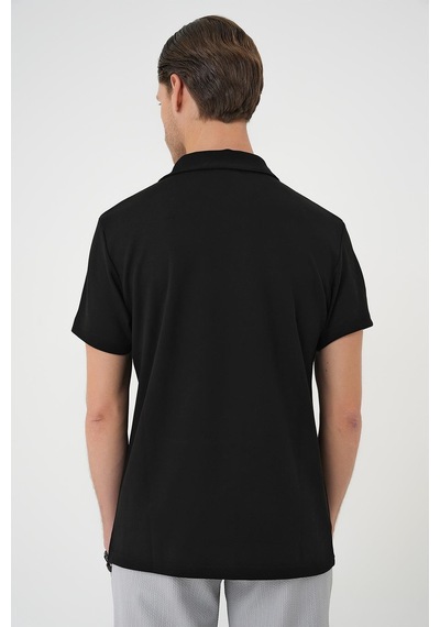 Efor Comfort Fit Polo Yaka Esnek Pamuk Casual Siyah Tişört Ts 886 Siyah