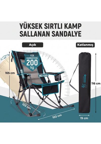 Fundango Cozy Rocking Chair Sallanan Katlanır Kamp Sandalyesi Black Siyah