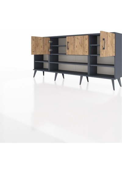 Arges Konsol 9 Raflı 3 Kapaklı 176x30x83 Antrasit-çam/aytaşı Çam/aytaşı Arges Konsol 9 Raflı 3 Kapaklı 176x30x83 Antrasit-çam/aytaşı Çam/aytaşı