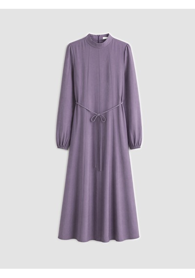Lcw Modest Lila Dik Yaka Kuşaklı Modal Karışımlı Elbise