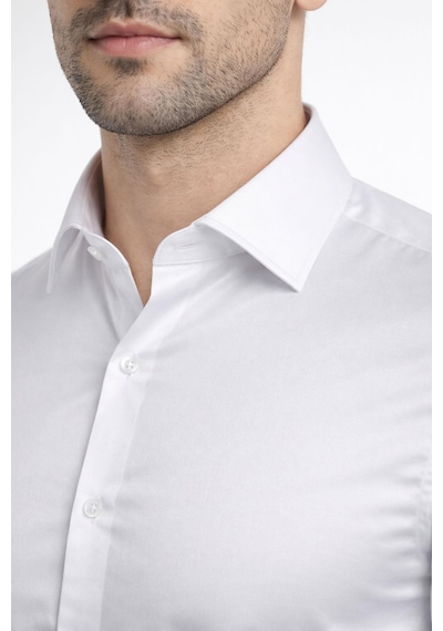 Classics Men Slim Fit Uzun Kollu Kolay Ütü Pamuk Saten Erkek Gömlek Beyaz