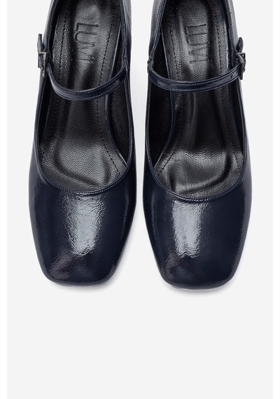 Luvi Shoes Nıcho Lacivert Kırışık Rugan Kadın Topuklu Ayakkabı