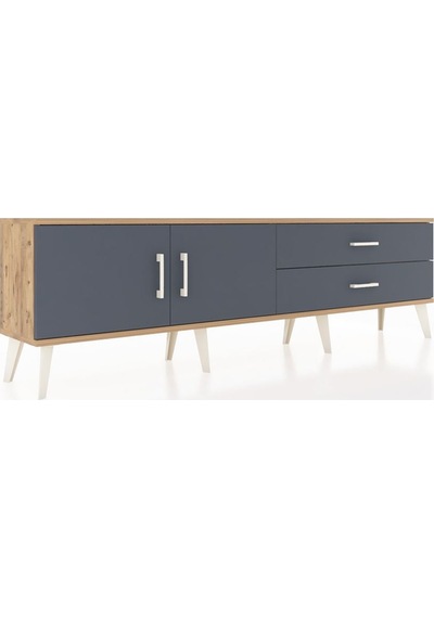 Arges Tv Ünitesi Tek Raflı 2 Çekmeceli 2 Kapaklı 176x30x51 Çam-antrasit/antrasit Antrasıt/antrasıt