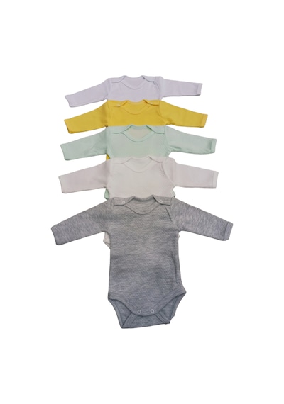 Özdemirli Bebe Uzun Kollu Çıtçıtlı Badi Bisiklet Yaka Body Zıbın (5li Paket)