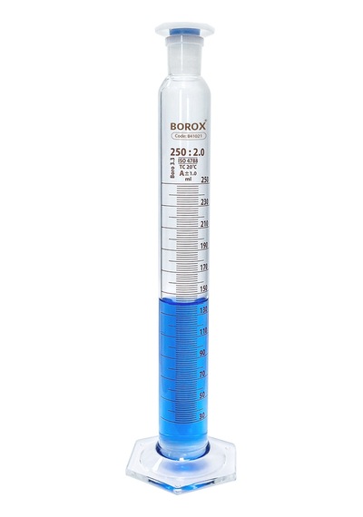 Borox Cam Çalkalamalı Mezür 250 ML Plastik Tıpalı Dereceli