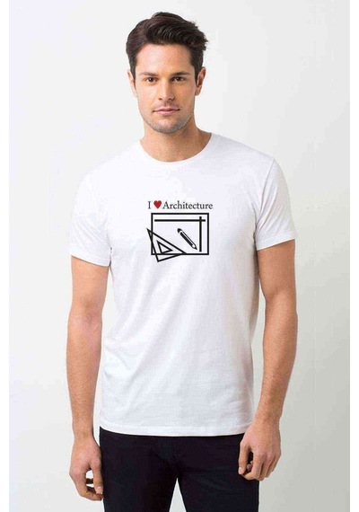 I Love Architecture Baskılı Beyaz Erkek Tshirt