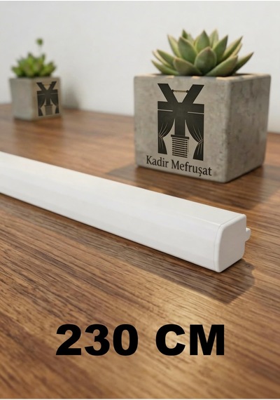 Beyaz Dekoratif Ray Alüminyum 2 Kanallı Dekoratif Metal Perde Kornişi Beyaz230cm - 853503874 Beyaz230cm