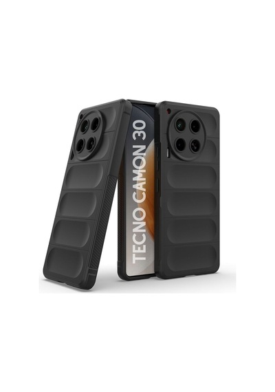 Tecno Camon 30 4G Uyumlu Silikon Kılıf - Kamera Korumalı Esnek Yeni Nesil Airbag Kapak - Siyah