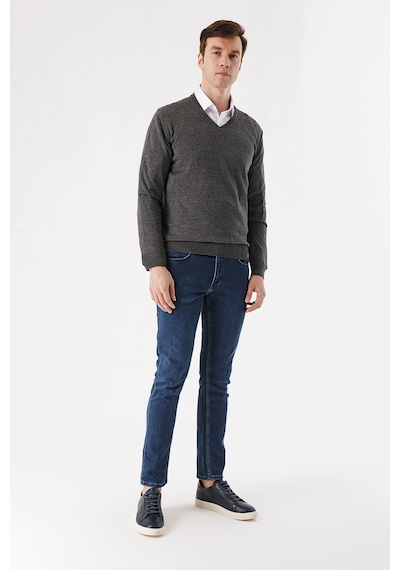 Morven Basic Dinamik Fit Rahat Kesim V Yaka Triko Kazak 99kc017004050 Antrasit