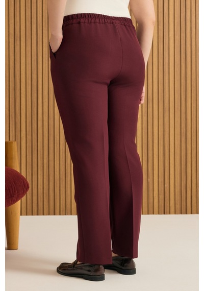 Aker Beli Lastikli Dokuma Pantolon Bordo Bordo