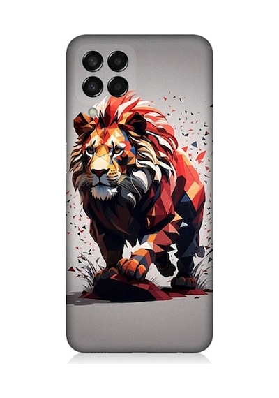 Samsung Galaxy M33 Uyumlu Sarı Kırmızı Aslan Desenli Silikon Kılıf