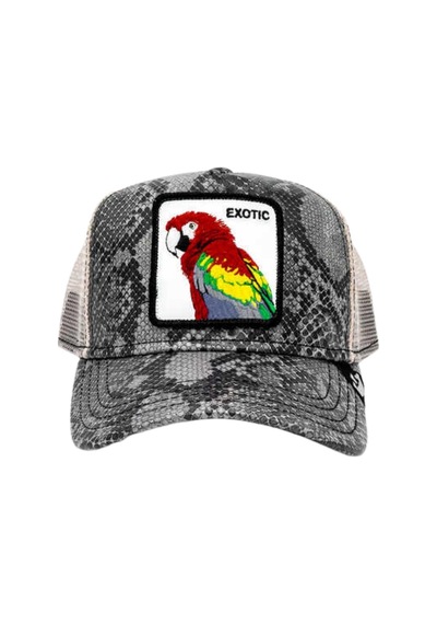 Goorin Bros Margaritaville Papağan Figürlü Deri Görünümlü Şapka Gri