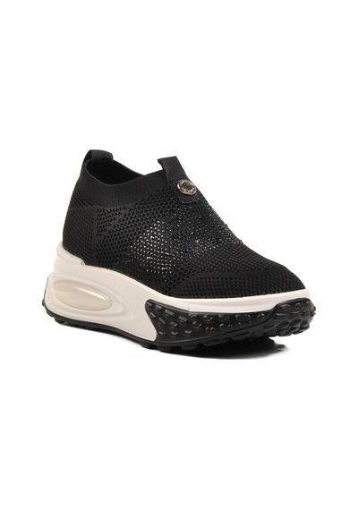 Siyah Triko Hafif Kadın Sneaker 25y305-4 Z Siyah