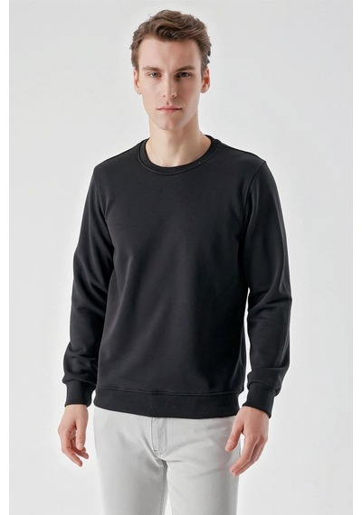 Slimfit Bisiklet Yaka Düz Renk 2 İplik Erkek Sweatshirt 001