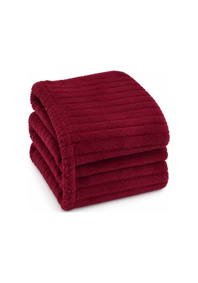 Tek Kişilik Peluş Tv Diz Battaniyesi 100x175 Cm Bordo