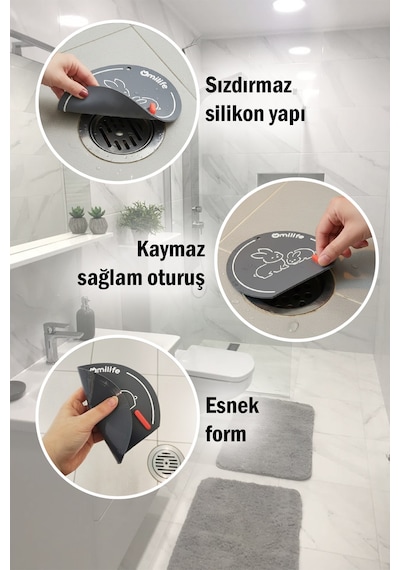 Siyah Gider Koku Önleyici Silikon Sızdırmaz Ped Banyo Mutfak Lavabo Koruyucu 15x14 Cm