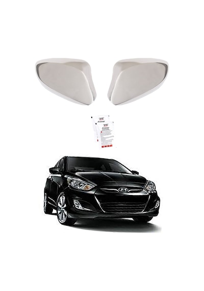 Hyundai Accent Blue Uyumlu 2011-2016 Krom Ayna Kapağı (Sinyalsiz) 2 Parça Paslanmaz Çelik