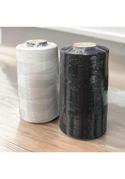 Marka 120 No 5000 Mt Siyah Ve Beyaz Polyester Dikiş Ipliği 2 Adet