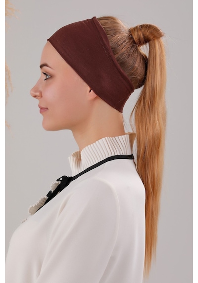 Melodi Scarf Kadın Tesettür Dikişsiz Silikonlu Kaymaz Bandana Spor Bone Kahverengi Kahverengi