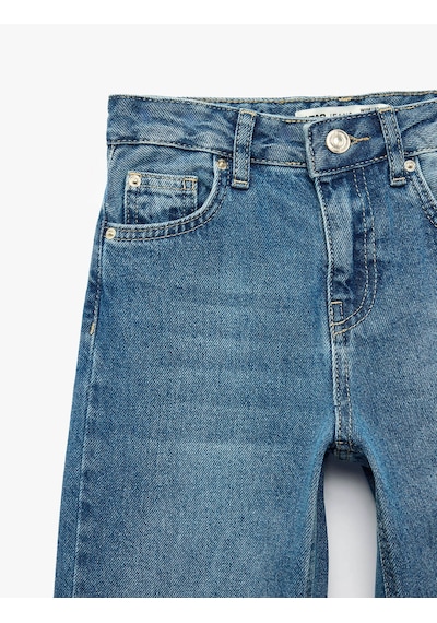 Koton Loose Fit İndigo Kız Çocuk Jean Pantolon 7wkg40034ad