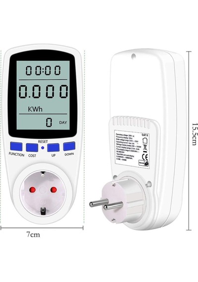 Işıklı Wattmetre Priz Tipi 3680W Enerji Sarfiyat Tüketim Ölçer