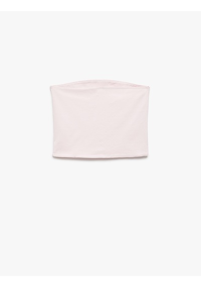 Koton Pamuklu Straplez Kolsuz Slim Fit Crop Bluz Pembe 5sal30203ık Gül