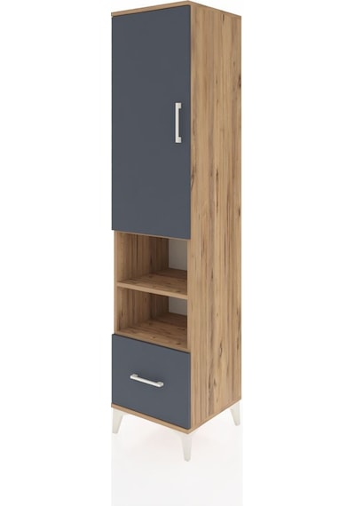 Hyperion Dolap 5 Raflı Tek Çekmeceli Tek Kapaklı 44x44x195 Çam-antrasit Atlas Çam