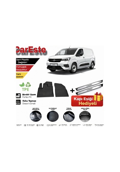 Opel Combo Panelvan 2019-2026 4d Havuzlu Paspas Ön 2 Parça Araca Özel Kapı Eşiği li