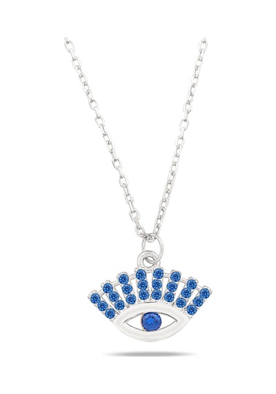 Kuyumcudukkani "kirpikleri Mavi Taşlı Göz"figürlü Kolye-37297-w-blu Beyaz