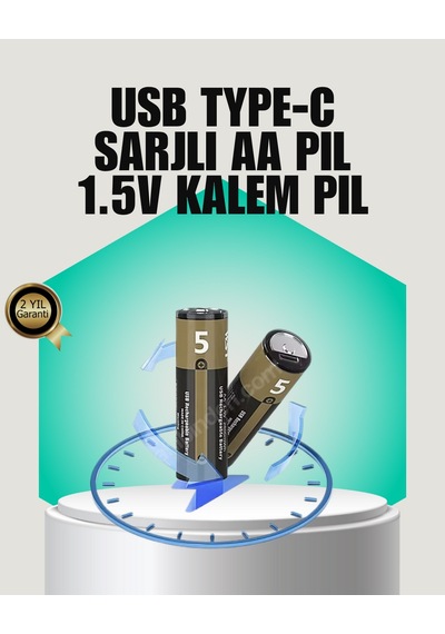 1.5v Aa Şarjlı Lityum Pil 1000+ Kez Şarj Edilebilir Hızlı Type-c Şarj Ilkeshop - 86 2 Adet