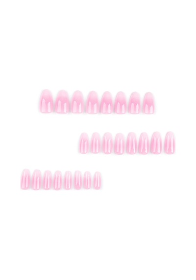 Pembe Ombre Badem Takma Tırnak Seti 24 Adet