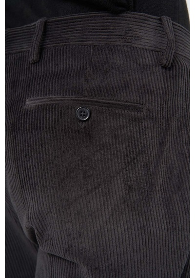 İmza Koyu Antrasit Fitilli Desen Kadife Pamuklu Yan Cep Comfort Fit Classic Pantolon 1003245160 Koyu Antrasit