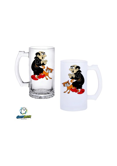 Gargamel Kulplu Bira Bardağı Buzlu Veya Şeffaf Seçenekli 0293