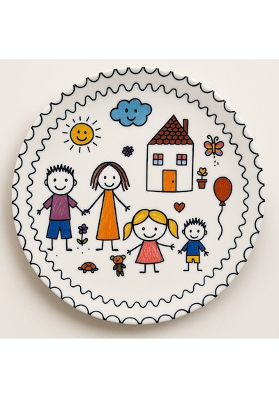 Grandora Çocuk Desenli Pasta Tabağı 20 Cm 6 Lı Set - Renkli Aile Figürlü Tatlı, Pasta Veya Ikram Tabak Çok Renkli