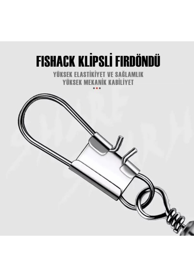 Fishack Paslanmaz Klipsli Fırdöndü Gümüş No: 5 12'li