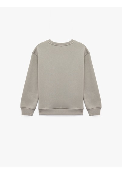 Koton Uzun Kollu Pamuklu Köpek Baskılı Şardonlu Kapşonlu Sweatshirt Gri 6wkg10599ak