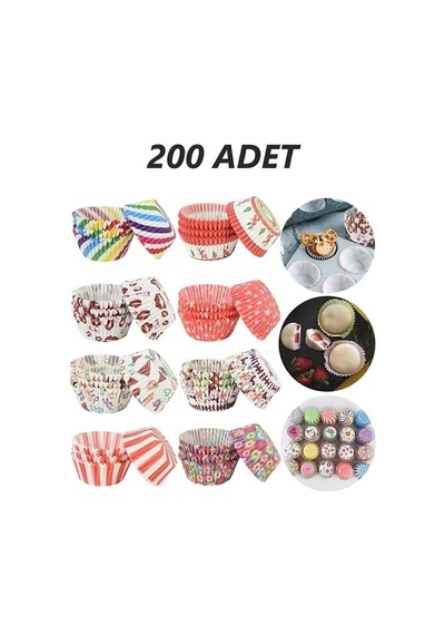 200 Adet Muffin Kek Kalıbı & 1.sınıf Kalite Kek Kapsülü Cupcake Muffin Kağıdı 200'lü Belirtilmemiş Ç Diğer
