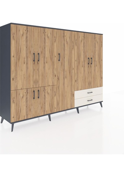 Hyperion Dolap 12 Raflı 2 Çekmeceli 7 Kapaklı 220x44x163 Antrasit Antrasit-çam/aytaşı Hyperion Dolap 12 Raflı 2 Çekmeceli 7 Kapaklı 220x44x163 Antrasit Antrasit-çam/aytaşı