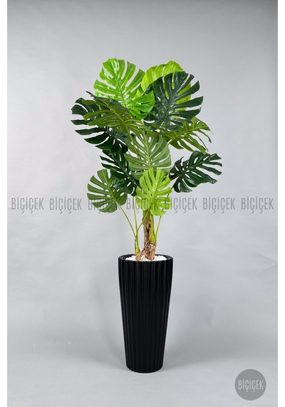 Yapay Monstera Ağacı Deve Tabani 200 Cm Si Yah Li Lyum Saksıda Siyah